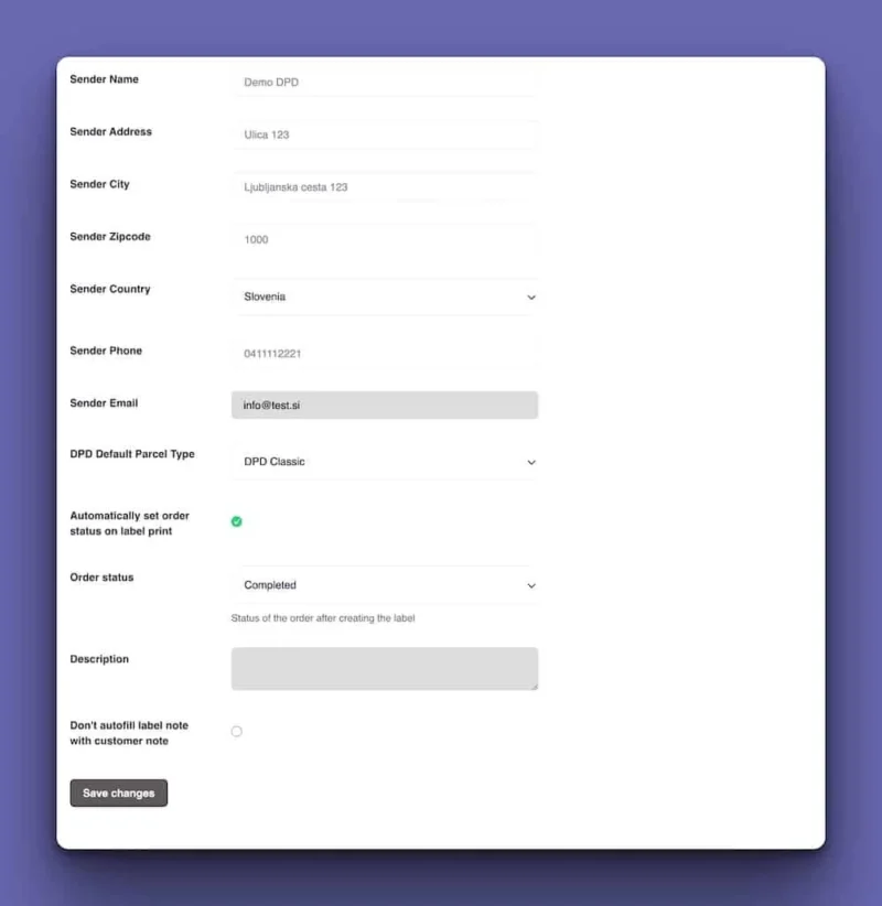 Wordpress DPD postavke